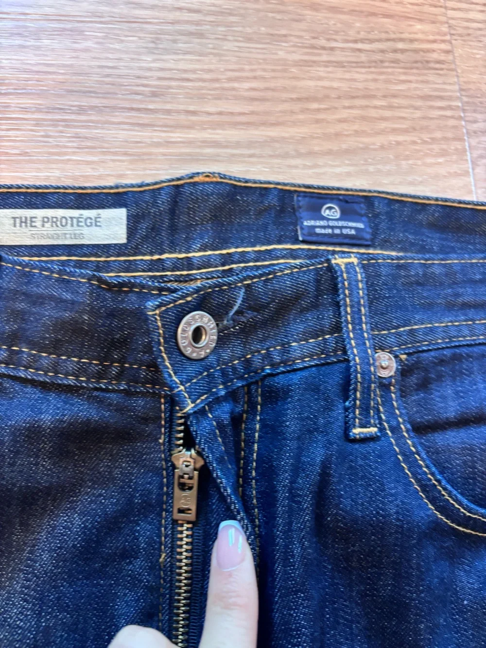 AG Adriano Goldschmied Men’s 34x32* Protege Jeans Dark Wash Raw Denim USA Made